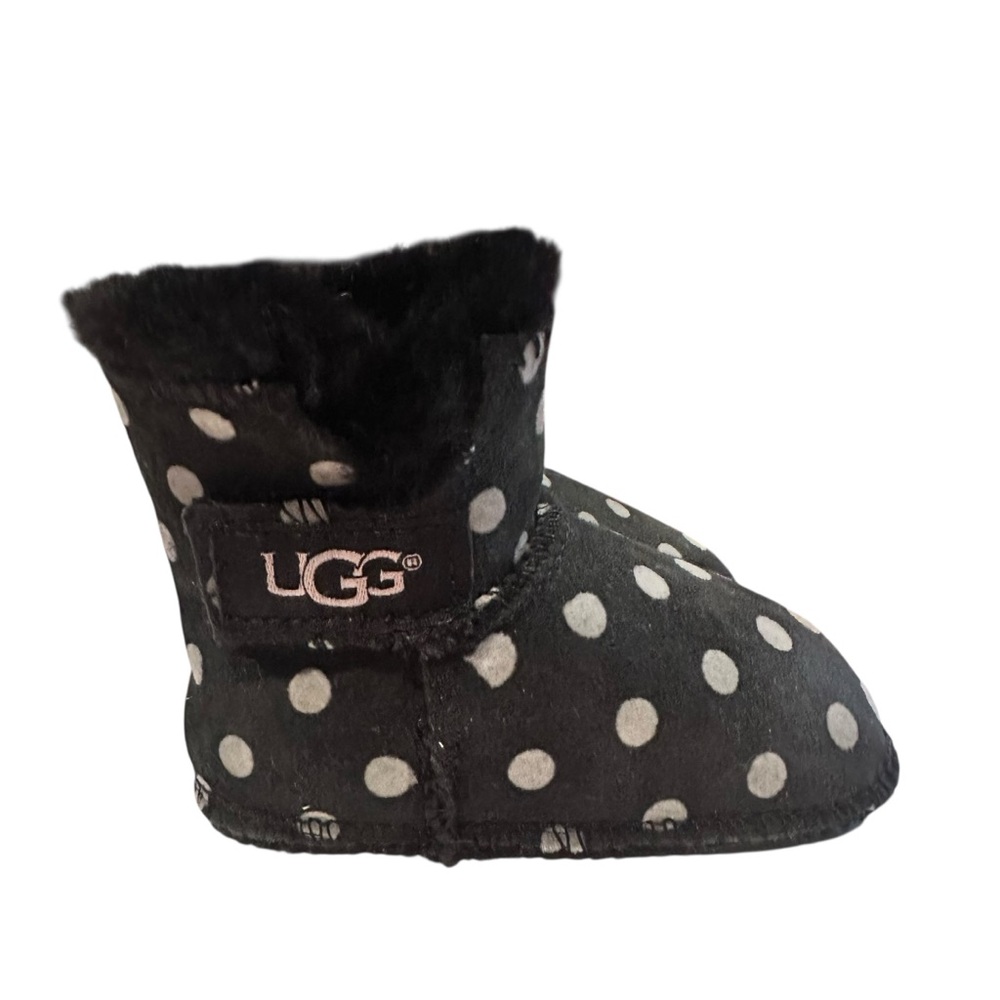UGG Erin Infant Bootie Black Suede Polka Dots Size Small 0-12 Months